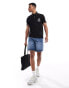 Armani Exchange chest logo polo in black with contrast tipping