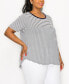 Plus Size Contrast Binding Scoop Neck Short Sleeve Top