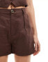 SNDYS linen tailored short co-ord in chocolate