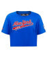 Women's Blue New York Rangers Boxy Script Tail Cropped T-shirt