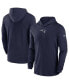 Men's Navy New England Patriots Sideline Performance Long Sleeve Hoodie T-shirt