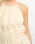 Daisy Street linen halter neck ruffle detail backless top