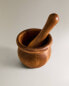 Wooden pestle and mortar