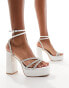 Be Mine Bridal Maysha embellished platform heeled sandals in ivory satin