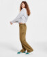 Juniors' High-Rise Washed Cargo Pants