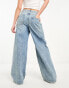 Mango wide leg slouchy denim jean in washed blue