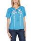 Women's Embroidered Tie-Neck Peasant Top