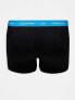 Calvin Klein Plus cotton stretch trunks 3 pack in black with coloured waistband