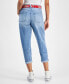 Women's Belted Straight-Leg Capri Jeans