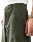 ASOS DESIGN super baggy fit corduroy trouser in khaki