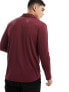 ASOS DESIGN long sleeve rib jersey shirt with revere in burgundy