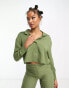 Heartbreak Tall cropped shirt co-ord in green gingham