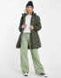 JDY chevron hooded padded coat in khaki