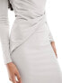 Vero Moda long sleeved ribbed jersey maxi dress in stone