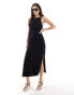 ASOS DESIGN soft denim minimal midi dress in black