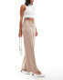 ASOS DESIGN buckle detail crop wide leg tailored trouser in taupe