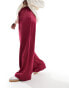 ASOS DESIGN satin wide leg trouser in wine red