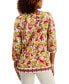 Petite Floral V Neck 3/4-Sleeve Top, Created for Macy's