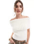 4th & Reckless fluffy rib knit bardot top in cream