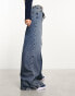 ASOS DESIGN pull on wide leg jean in mid blue