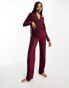 ASOS DESIGN Tall glitter shirt & trouser pyjama set in pink