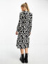 Vero Moda belted shirt maxi dress in mono geo print