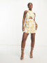 Forever New cut out waist mini dress in yellow floral