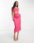 Public Desire x Paris Artiste Exclusive satin cut out midi dress in bright pink