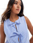 Stradivarius bow front sleeveless top in blue stripe