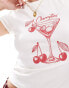 ASOS DESIGN baby tee with cherry martini drink graphic in cream