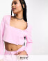 Extro & Vert Petite square neck crop top in baby pink co-ord