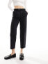 Stradivarius tailored pleat front cropped trouser in black