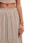 ONLY gingham maxi skirt in brown