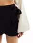 Stradivarius linen look wrap mini skort in black