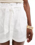 New Look denim paperbag short in white