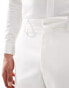 ASOS DESIGN slim linen look suit trousers in off white