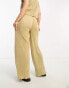 4th & Reckless Petite exclusive plisse wide leg trouser co-ord in camel