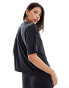 Pieces slinky super soft boxy t-shirt co-ord in black