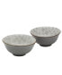 6" Wave Embossed Stoneware Ramen Noodle Bowls, Set of 2