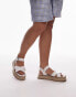 Topshop Wide Fit Jenna espadrille flat sandal in white croc