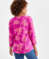 Women's Printed Square-Neck 3/4-Sleeve Cotton Top, Created for Macy's