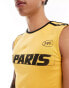 COLLUSION Football vest top in yellow with Paris print