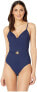 Tory Burch Womens 182565 T-Belt Navy One Piece Swimsuit Size M