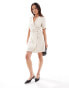 & Other Stories linen wrap mini dress with belt in light beige