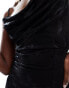 Rare London devore velvet cowl neck fishtail maxi dress in black