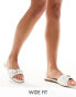 RAID Wide Fit Celini flat sandals in white patent