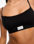 Cotton On scoop neck cotton bralet with branding in black