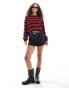 Free People slash neck striped jumper in multi