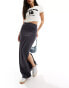 ASOS DESIGN ribbed maxi skirt with side split in dark grey