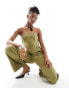 Extro & Vert bandeau wideleg jumpsuit in khaki